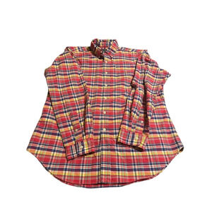 Ralph Lauren Mens Shirt Pink Button Down Oxford Plaid‎ Pony Size Large